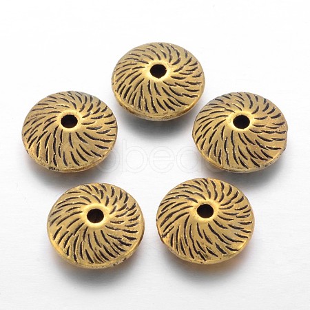 Tibetan Style Alloy Flat Round Beads TIBEB-5386-AG-LF-1