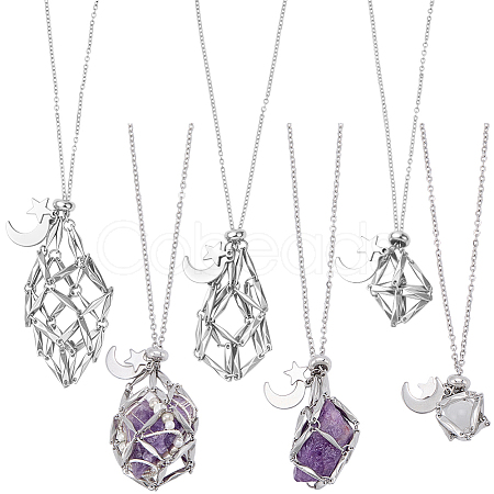 2 Bags 304 Stainless Steel Macrame Pouch Empty Stone Holder Necklace Making NJEW-SC0001-82-1