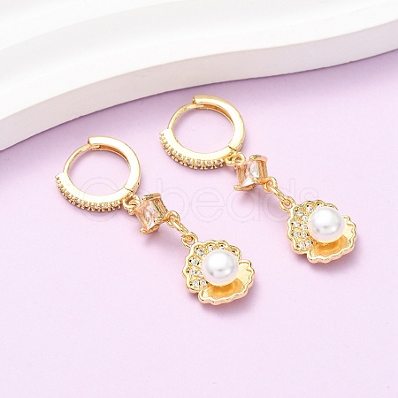 Brass Micro Pave Cubic Zirconia Hoop Earrings EJEW-A149-04B-G-1