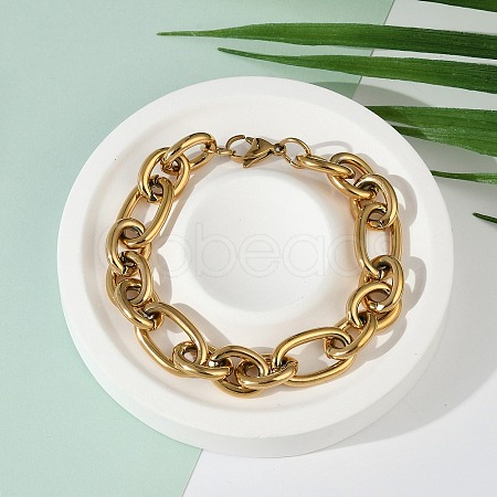 Ion Plating(IP) 304 Stainless Steel Cross Chain Bracelets BJEW-L634-11G-1
