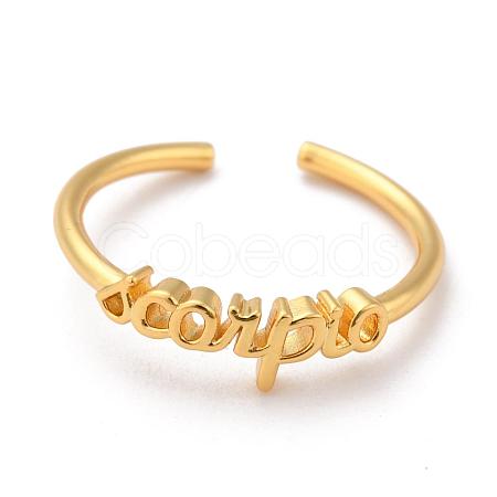 Constellation/Zodiac Sign Brass Cuff Rings RJEW-J074-05G-L-1