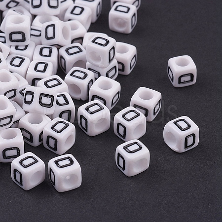 50g Opaque Acrylic Horizontal Hole Letter Beads SACR-TA0001-19K-1