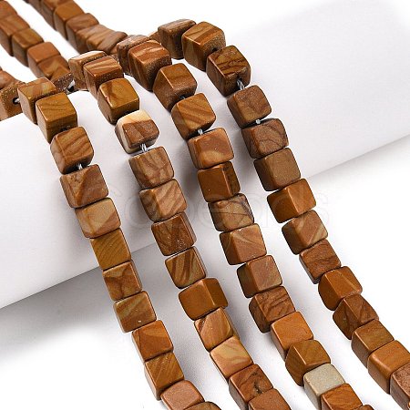 Natural Wood Lace Stone Wooden Jasper Beads Strands G-T139-6x6-03B-1