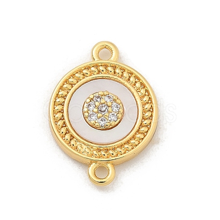 Brass Micro Pave Clear Cubic Zirconia Connector Charms KK-M303-04G-05-1