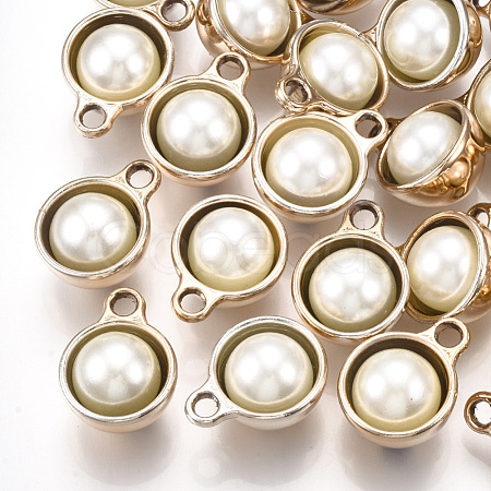 ABS Plastic Imitation Pearl Semi Circle Pendants PACR-T007-18KC-1