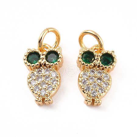Rack Plating Brass Micro Pave Cubic Zirconia Charms ZIRC-C035-08G-1