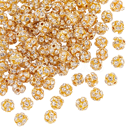 100Pcs Brass Rhinestone Beads KK-UN0005-13G-1