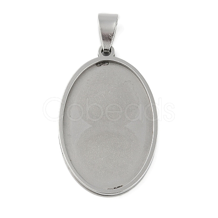 Non-Tarnish 201 Stainless Steel Pendant Cabochon Settings X-STAS-L279-012P-01-1