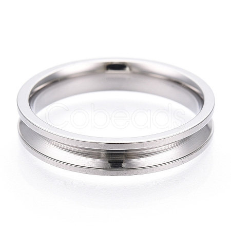 201 Stainless Steel Grooved Finger Ring Settings STAS-WH0039-11D-P-1