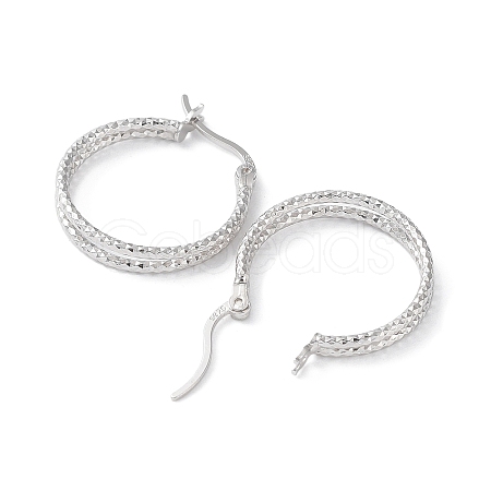 Rhodium Plated 925 Sterling Silver Hoop Earrings X-EJEW-K258-14P-1