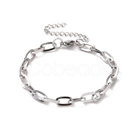 Non-Tarnish 304 Stainless Steel Cable Chain Bracelet for Men Women BJEW-E031-05B-P-1