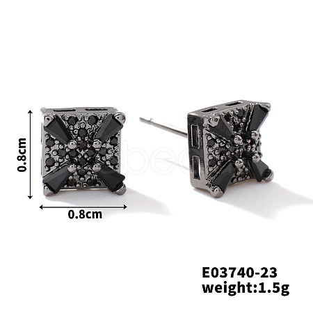 Chic Brass Cubic Zirconia Stud Earrings ZD1304-15-1