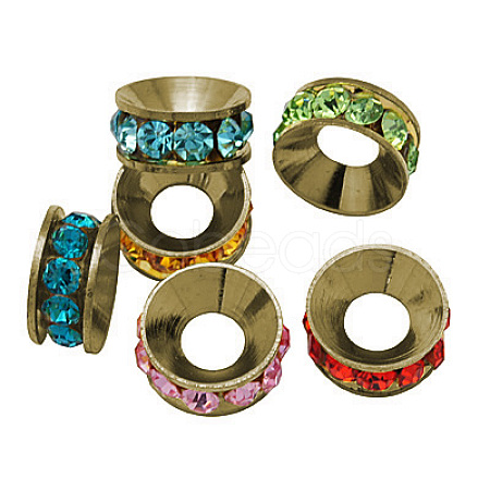 Brass Rhinestone Spacer Beads RB-A020-7mm-AB-1