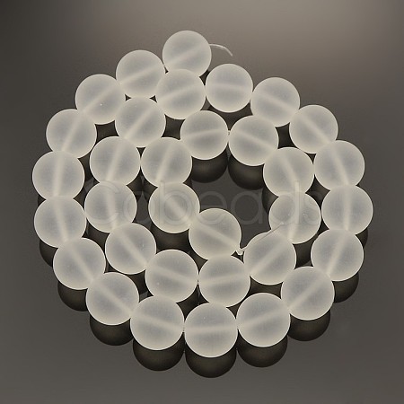 Frosted Transparent Round Glass Beads Strands FGLA-P002-6mm-03-1
