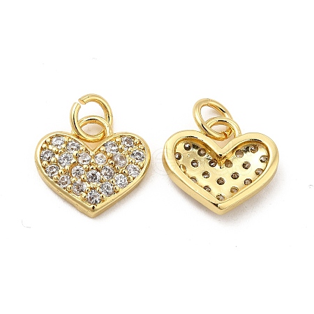 Brass Micro Pave Clear Cubic Zirconia Charms KK-E068-VB163-1
