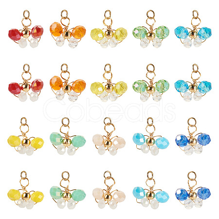 20Pcs 10Colors Glass Beaded Pendants FIND-TA0009-21-1