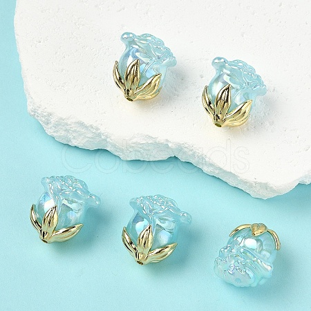 5Pcs UV Plating Transparent Acrylic Beads MACR-YW0004-28I-1