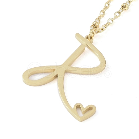 304 Stainless Steel Pendant Necklaces NJEW-H029-02G-R-1