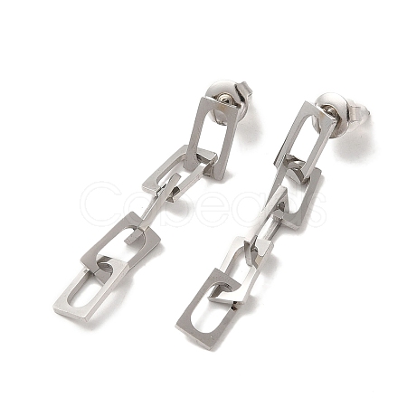 Non-Tarnish 304 Stainless Steel Chain Dangle Stud Earrings for Women EJEW-Q781-27P-1
