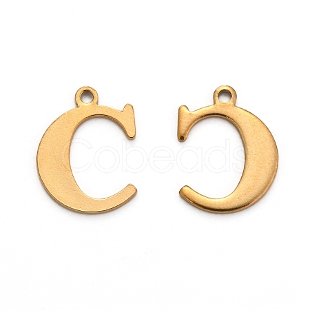 Ion Plating(IP) 304 Stainless Steel Alphabet Charms STAS-H122-C-G-1