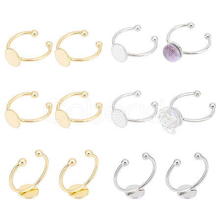 12Pcs 2 Colors Brass Open Cuff Ring Findings KK-UN0001-28-1