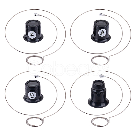 4Pcs 4 Styles Plastic & Glass Magnifier FIND-DR0001-56-1