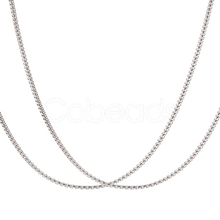2Pcs Stainless Steel Punk Box Chain Necklaces for Men NJEW-LP0001-15P-1