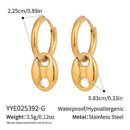 Stainless Steel Oval Hoop Earrings YC0014-3-1