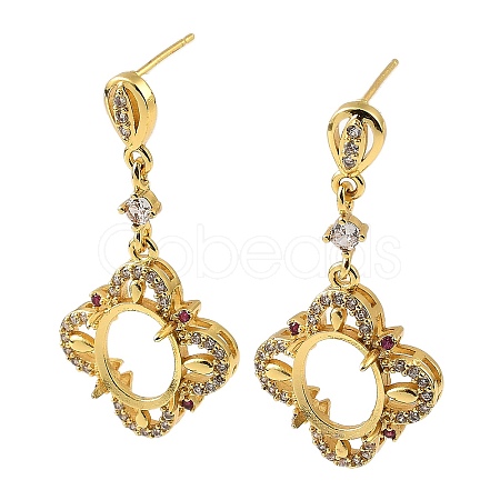 Rack Plating Brass with Cubic Zirconia Stud Earrings Finding KK-Z085-13G-1
