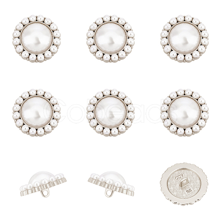 Nbeads Plastic Imitation Pearl Shank Buttons FIND-NB0003-71P-1