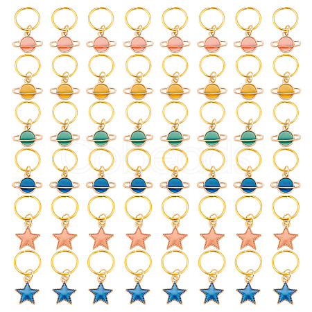 24Pcs Alloy Enamel & Iron Braiding Hair Pendants Decoration Clips PALLOY-AB00050-1