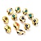 Cat Eye Beads, with Golden Tone Brass Findigs, Rhombus, Mixed Color, 25~29x20~24x13~14.5mm, Hole: 1.2~2mm