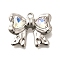 304 Stainless Steel Pendants, with Rhinestone, Stainless Steel Color, Bowknot, Crystal AB, 18x22x5mm, Hole: 1.8mm