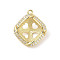 Brass Micro Pave Cubic Zirconia Pendant Bails, Rhombus, Real 18K Gold Plated, 19x17x5.5mm, Hole: 1.5mm, 11mm Inner Diameter