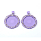 Alloy Pendant Cabochon Settings, Plain Edge Bezel Cups, with Crystal Rhinestone, Flat Round, Lilac, Tray: 25mm, 43x34x3mm, Hole: 4.5x6.5mm