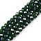 Electroplate Glass Beads Strands, Pearl Luster Plated, Faceted, Rondelle, Dark Green, 6x5mm, Hole: 1mm, about 84~85pcs/strand, 41.5~42cm