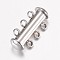 Tarnish Resistant 304 Stainless Steel Slide Lock Clasps, Peyote Clasps, 3-Strand, 6-Hole, Tube, Stainless Steel Color, 20x10x6.5mm, Hole: 1.8mm