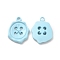 Spray Painted Alloy Pendants, Button Charm, Sky Blue, 21x16x3mm, Hole: 1.8mm