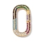 Rack Plating Brass Micro Pave Cubic Zirconia Spring Gate Rings Clasps, Cadmium Free & Lead Free, Long-Lasting Plated, Real 18K Gold Plated, Oval, Colorful, 26x14x3mm