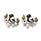 Bird and Flower Enamel Pin with Plastic Pearl, Alloy Brooch with Rhinestone for Backpack Clothes, Nickel Free & Lead Free, Light Golden, Black, 28x33mm