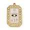 304 Stainless Steel Rhinestone Pendants, Enamel Style, Rectangle, Evil Eye, White, 26.5x16x2mm, Hole: 1.8mm