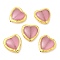 Cat Eye Beads, with Long-Lasting Plated Brass Findings, Heart, Pink, 24.5x23~23.5x7.5mm, Hole: 0.9mm