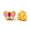 Rack Plating Alloy Enamel European Beads, Large Hole Beads, Bowknot, Matte Gold Color, 9x12.5x8mm, Hole: 4mm