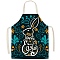 Cute Easter Rabbit Pattern Polyester Sleeveless Apron, with Double Shoulder Belt, for Household Cleaning Cooking, Teal, 680x550mm