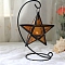 Star Shape Glass and Iron Candle Holder, Candle Storage Container Pub Decoration, Orange, 20x20x6cm