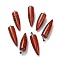 Natural Red Jasper Pointed Pendants, with Platinum Brass Findings, Bullet, 32~35x10~11mm, Hole: 7X3mm