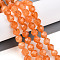 Dyed Natural White Jade Beads Strands, Faceted, Star Cut Round Beads, Dark Orange, 7~8x6~7.5x6~7.5mm, Hole: 1mm, about 48~49pcs/strand, 14.17~15.35''(36~39cm)