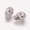 Brass Micro Pave Cubic Zirconia Beads, Skull, Platinum, 14x8x9.5mm, Hole: 2mm