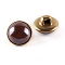 1-Hole Brass Resin Button, Flat Round, Coconut Brown, 10x8mm, Hole: 3x2.5mm