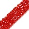 Imitation Austrian Crystal 5301 Bicone Beads, Faceted Glass Beads Strands, Red, 3.5~3.8x3~3.5mm, Hole: 0.5mm, about 113~115pcs/strand, 36~36.5cm